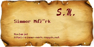 Simmer Márk névjegykártya