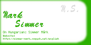 mark simmer business card